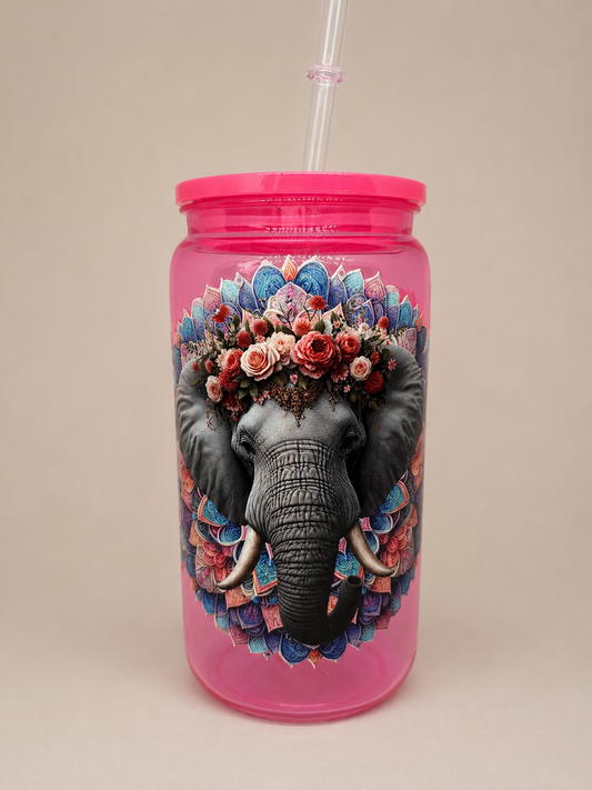 Trinkbecher pink mit Elefant