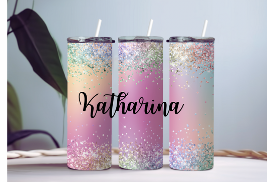 Thermobecher Glitzer personalisiert